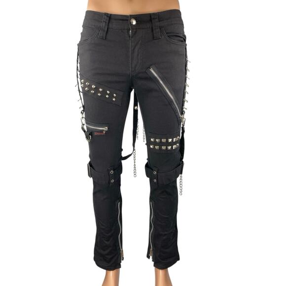 Tripp NYC Studded Bondage Men's Black Studded Zipper Straight Trousers Pants 26 - Picture 1 of 6